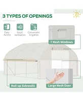 11.5' x 10' x 6.5' Walk-in Tunnel Greenhouse, Green House with Zippered Mesh Door, 7 Mesh Windows & Roll-up Sidewalls, Upgraded Gardening Plant Hot Ho