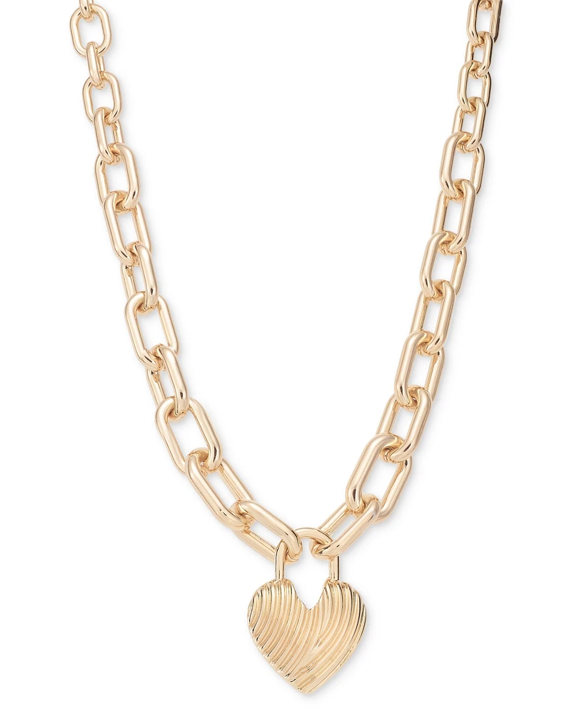 I.n.c. International Concepts Gold-Tone Large Heart Chunky Link Pendant Necklace, 18" + 3" extender, Created for Macy's