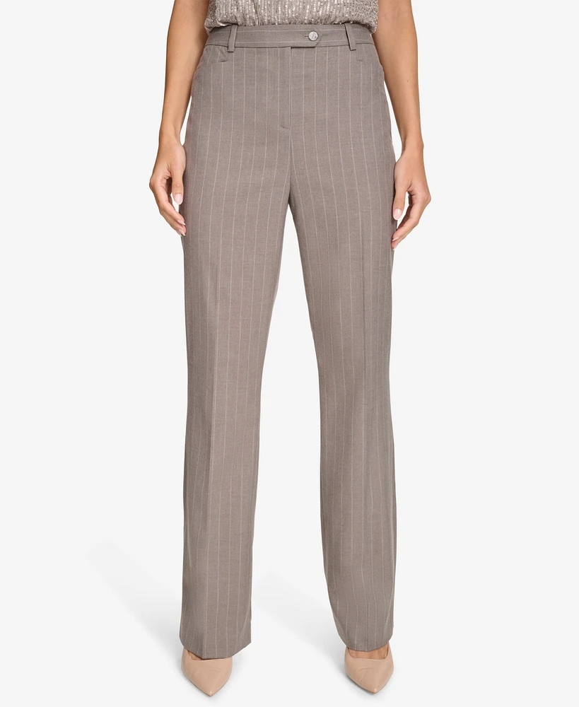 Calvin Klein Petite Pin-Striped Modern Pants