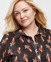 Jm Collection Plus Paisley-Print Shirt, Exclusively at Macy's