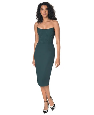 Dress the Population Women's Corset Strapless Midi Dress