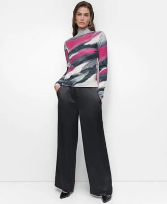 Dkny Womens Printed Turtleneck Sweater Flare Leg Pants