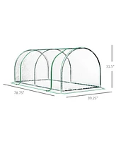 Streamdale Furniture Mini Greenhouse, Waterproof Cloche Cold Frame, 7' L x 3' W x 2.5' H Portable Hot House, 4 Zippered Doors, Green