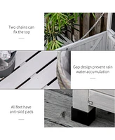 75 Gallon Wooden Deck Box, Outdoor Storage Container with Aerating Gap & Weather-Fighting Finish, Grey