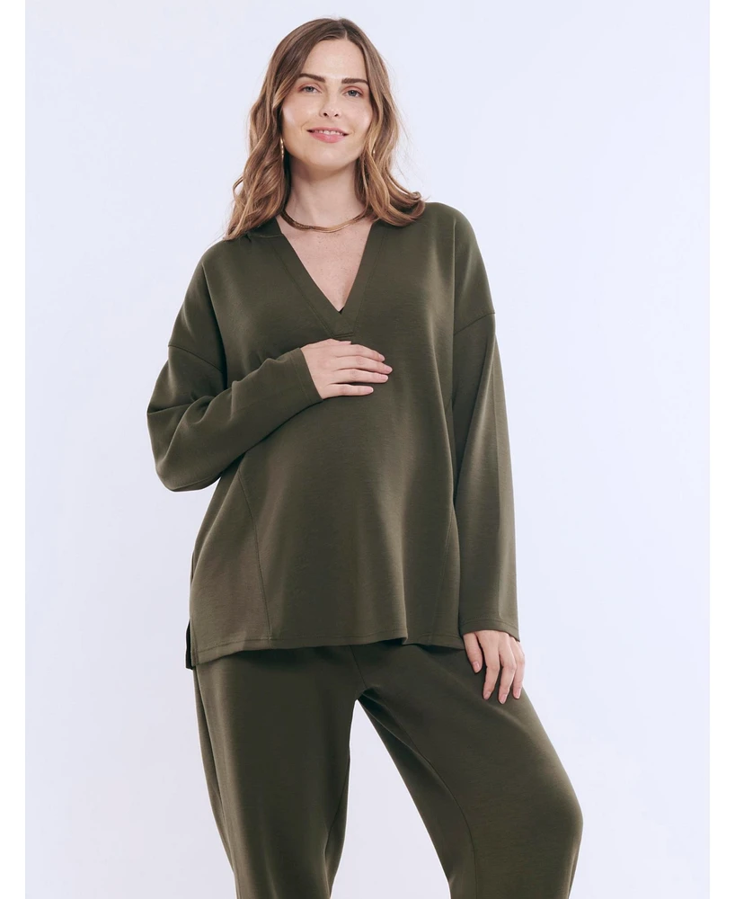 Women's V-Neck Pullover Maternity & Nursing Hoodie - Motherhood