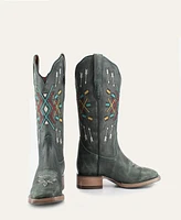 Buck & Brana Omusa Turquoise Leather Cowgirl Boots By