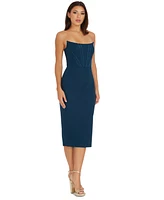 Dress the Population Women's Corset Strapless Midi Dress