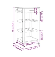 vidaXL Kitchen Trolley Monza 18.9"x15.7"x35.4" Solid Wood Pine