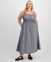 And Now This Plus Striped Smocked-Waist Maxi Dress