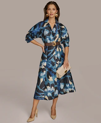 Donna Karan New York Women's Printed A-Line Midi Shirtdress