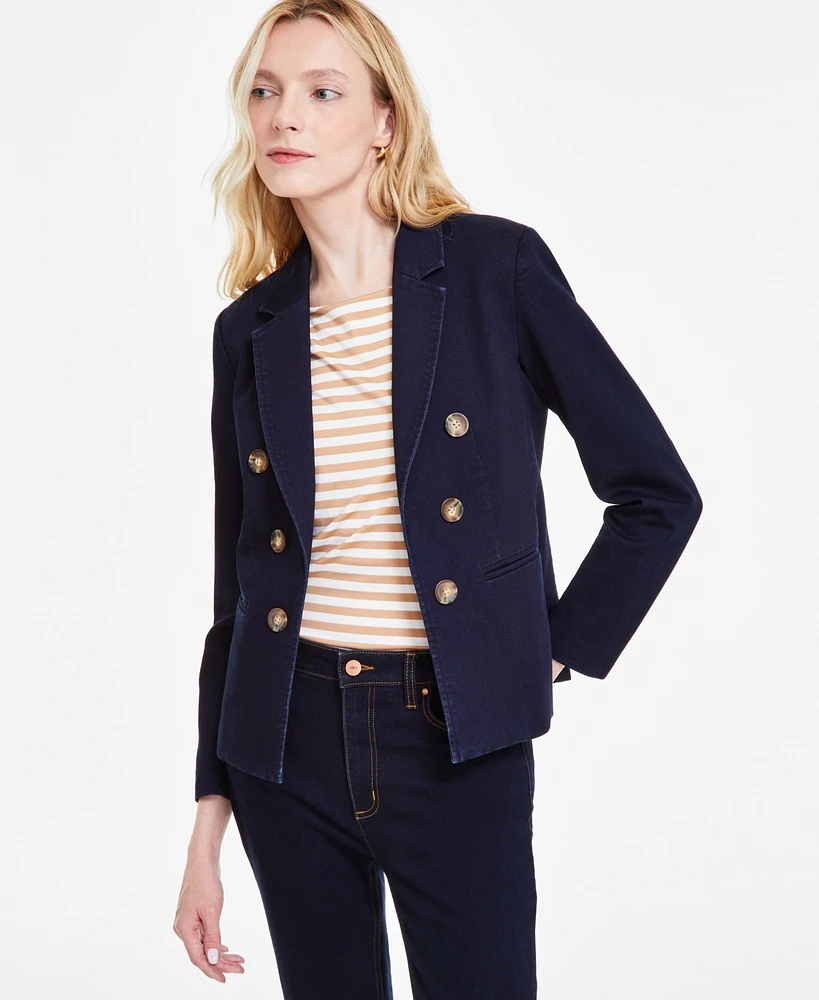 Jones New York Women's City Denim Faux Double-Breasted Blazer