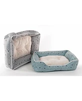 Details Microsuede Pet Bed, Dog Beds for Small Dogs and Cats, Calming Cuddler Bed for Pets with Sides and Plush Center