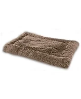 Details Pet Bed Mat, Plush Eyelash Faux Fur Calming Blanket Carpet Rug Mattress for Cats and Dogs inBordered Design