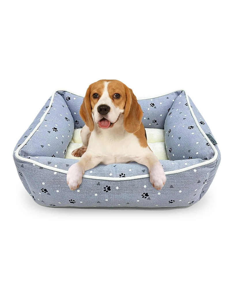 Paw & Decor Paws and DecorAll Over Dogs Cuddler Pet Bed, Stellar Design Printed Dog Cat Beds, Durable Ultra-Plush Material