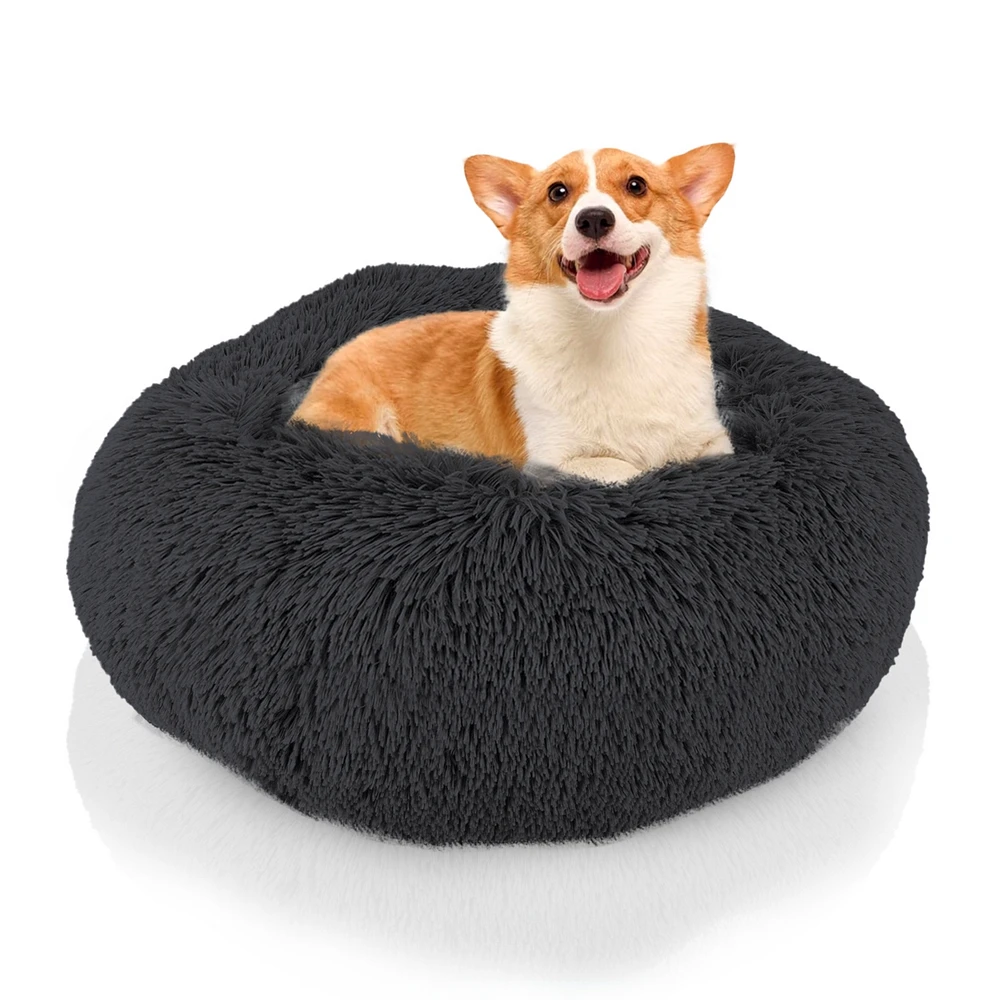 Details Calming Dog and Cat Bed, Soft Round Donut Bed for Pets, Super Lux