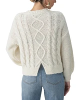 Sanctuary Women's Cozy Cable-Knit Back-Slit Sweater