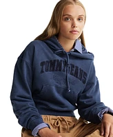 Tommy Jeans Women's Boxy Cropped Garment Dyed Varsity Hoodie