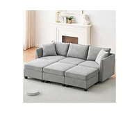 gaomon Middle Module Seat for Modular Sectional Sofa with Storage Seats,Customizable Armless Sofa,Linen Fabric,Grey