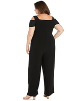 R & M Richards Plus Rhinestone-Overlay Jumpsuit