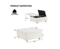 gaomon Ottoman Coffee Table with Lift Top, Sherpa Fabric Tufted Upholstered Ottoman with Storage, Large Square Storage Ottoman Bench for Bedroom, Livi