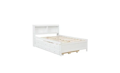 Slickblue Full Bed with Built-In Bookcase for Convenient Storage