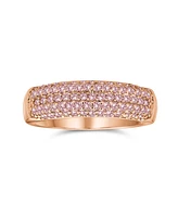 Bling Jewelry Pink Cubic Zirconia Band Ring Rose Gold Plated .925 Sterling Silver