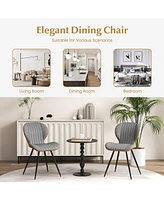 Gymax Set Armless Dining Chair w/ Curved Backrest U-shaped Seat & Non-slip Foot Pad