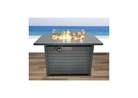 Mondawe 25'' H x 42'' W Steel Propane Outdoor Fire Pit Table with Lid