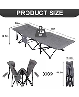 Sugift Heavy Duty Folding Camping Cot with Mattress and Carry Bag, Durable 1200D Oxford Outdoor Bed