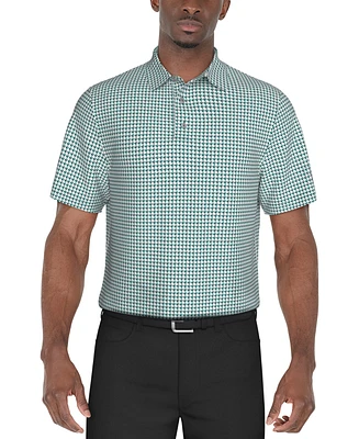 Pga Tour Men's Short Sleeve Geo Print Performance Polo Shirt