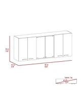 Depot E-shop Oceana 150 Wall Double Door Cabinet With Glass, Four Interior Shelves, Glass