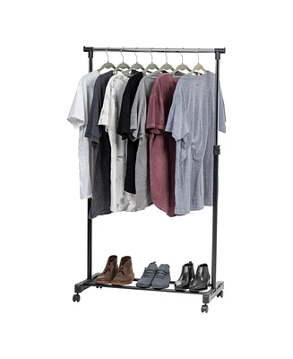 Iris Rolling Adjustable Single-Rod Clothes Garment Rack