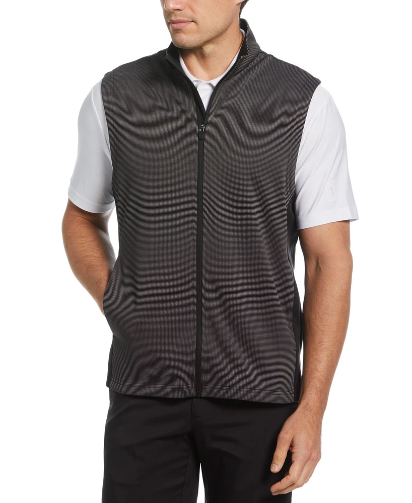 Pga Tour Men's Micro Jacquard Full-Zip Sweater Vest