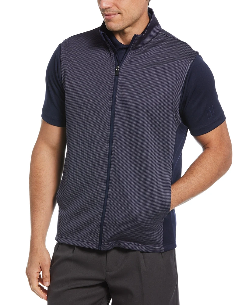 Pga Tour Men's Micro Jacquard Full-Zip Sweater Vest