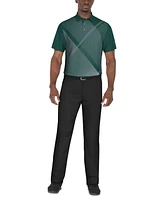 Pga Tour Men's Short Sleeve Heathered Argyle Performance Polo Shirt