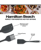 Hamilton Beach Silicone Baking 4pc Tool Set with Turner, Spoon, Spatula, Brush, Cooking Utensil Sets | Heat Resistant Silicone Spatula | Kitchen Utens