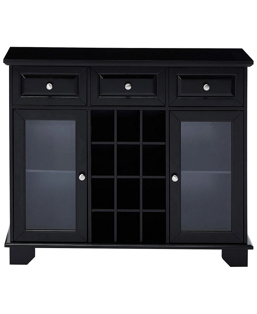 Kings Brand Furniture Buffet Server Sideboard Cabinet with Wine Storage (Black)