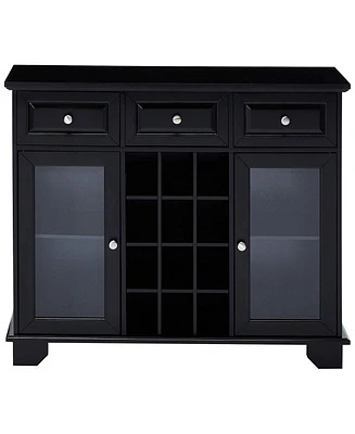 Kings Brand Furniture Buffet Server Sideboard Cabinet with Wine Storage (Black)