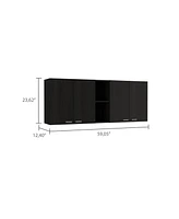 Depot E-shop Olimpo 150 Wall Double Door Cabinet,Two External Shelves, Two Interior Shelves