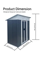 Simplie Fun 5FTx3FT Pent Roof Grey Outdoor Tool Bike Storage Garden Shed With Aluminum Alloy Frame And Sliding Door