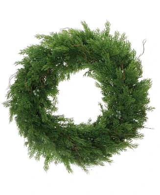 Floral Home 22" Juniper Wreath with Green Berries & Brown Twigs