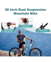 Simplie Fun 26 inch Mountain Bike 21-Speed Dual Suspension Aluminum Alloy Frame For Men and Women's Bike