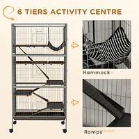 63" 6-Tier Small Animal Cage, Ferret Cage, Large Chinchilla Cage with Hammock Accessory & Heavy-Duty Steel Wire, Small Animal Habitat with 6 Door