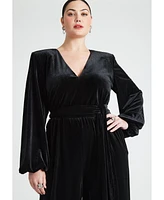 Eloquii Plus Velvet Wide Leg Jumpsuit