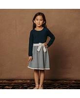 Hope & Henry Toddler Girls Long Sleeve Skater Sweater Dress with Bow