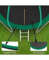 12FT Trampoline, Outdoor Trampolines for Kids and Adults, Recreational Trampoline with Enclosure Net & Ladder, Round Trampoline Astm Approved