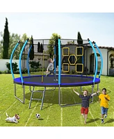 Streamdale Furniture 12FT Trampoline with Enclosure - Recreational Trampolines with Ladder, Astm Approval Outdoor Trampoline for Kids