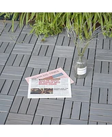 Streamdale Furniture Pcs Interlocking Deck Tiles Checker Pattern, 12" x 12" Square Light Gray Acacia Hardwood Outdoor Flooring for Patio, Bancony