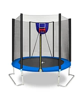 Streamdale Furniture 8FT Trampoline Outer Net with Soft Basketball board, ball and inflator(Blue)