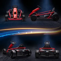 24V 8.1 Mph Electric Go Kart, Drifting Car Battery Powered Ride on Toy Outdoor with Slow Start, Music, Horn Honking and Safety Belt, for 8-12 Years Ol